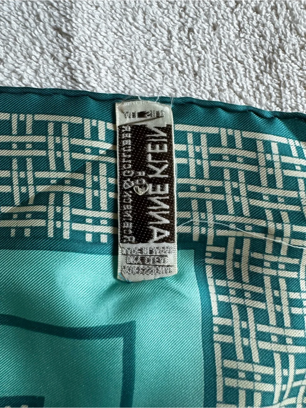 Silk Patterned Scarf in Teal and Aqua